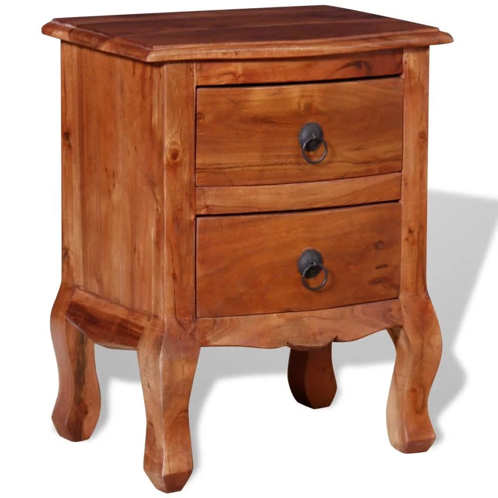 Nightstand with Drawers Solid Acacia Wood W544