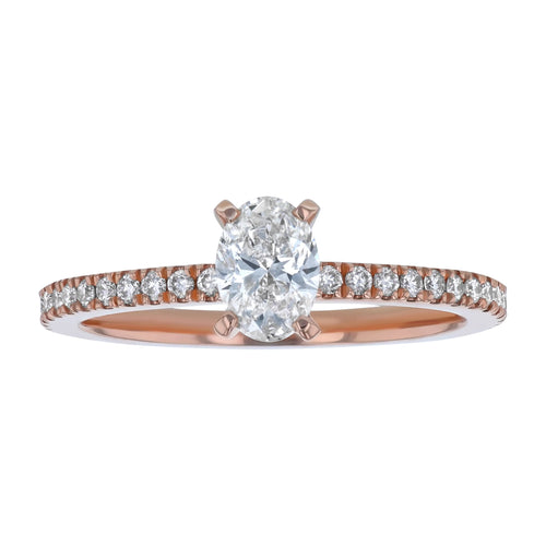14K Rose Gold 3/4 cttw. Oval-cut Engagement Ring F7194