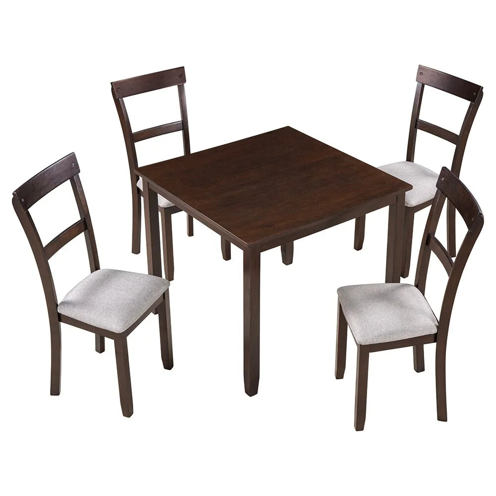 Industrial Style Wooden Dining Table Set with 4 Chairs Grey J5491