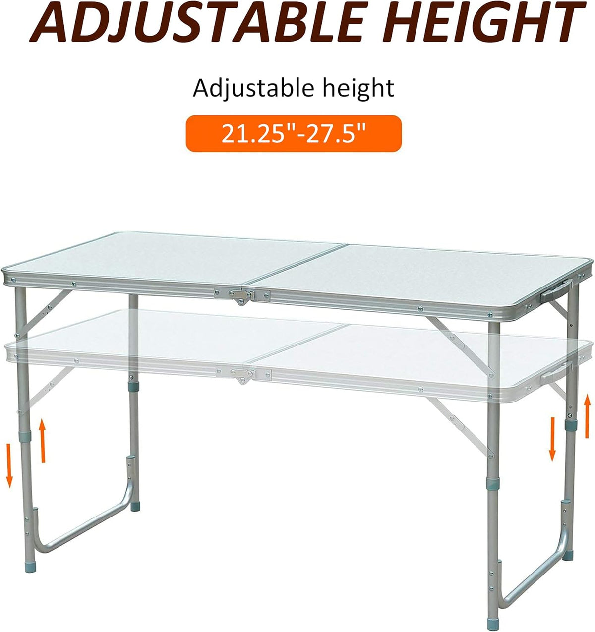 47 Aluminum Lightweight Portable Height Adjustable Camping Table with Carry Handle V553