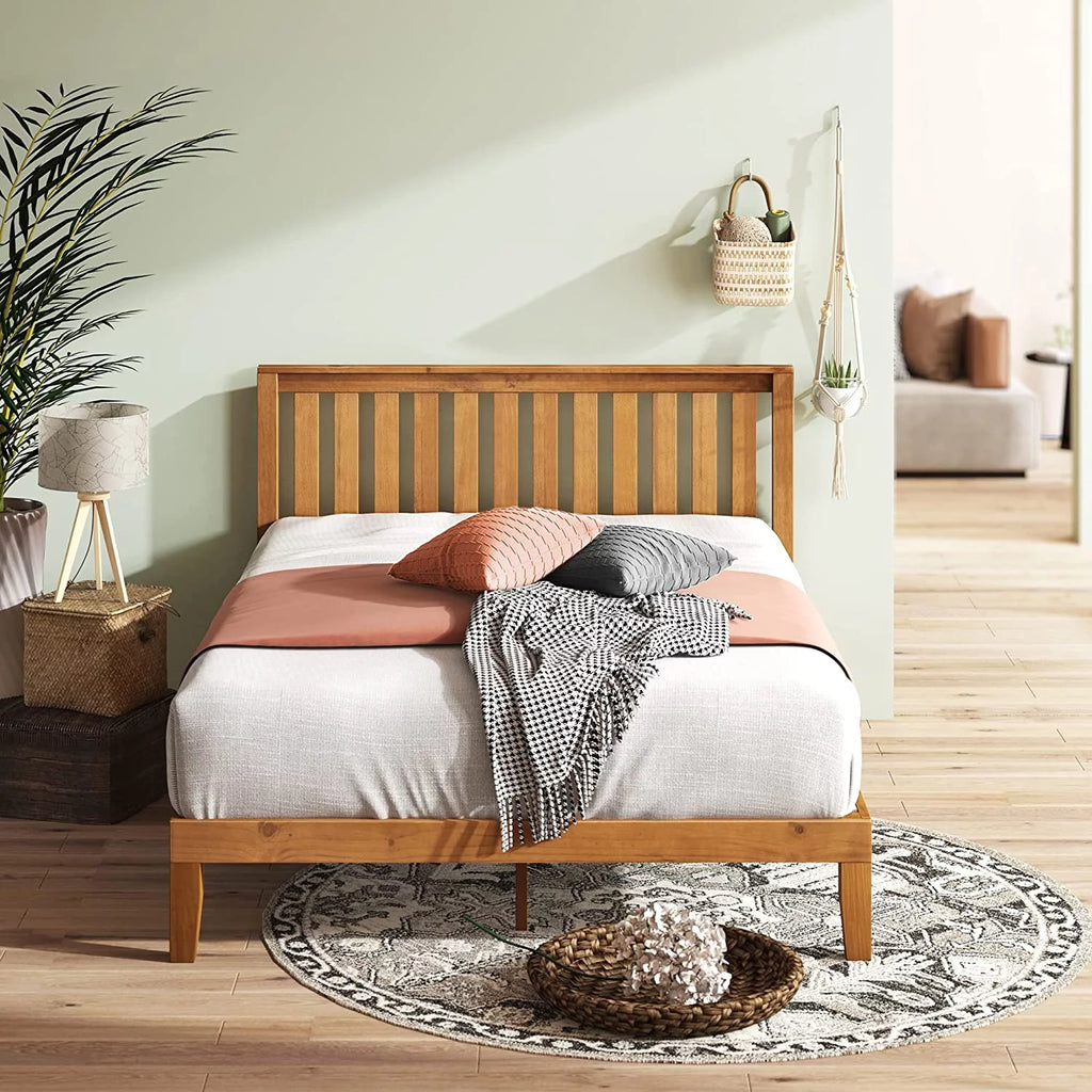 12 Inch Wood Platform Bed with Headboard Queen K604