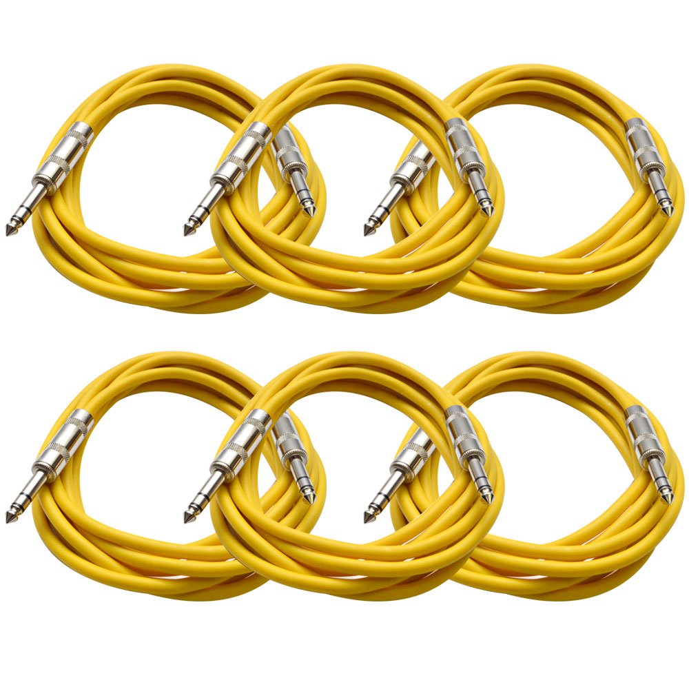 6 Pack 25 Foot Blue 1/4 TRS Patch Cable R37657