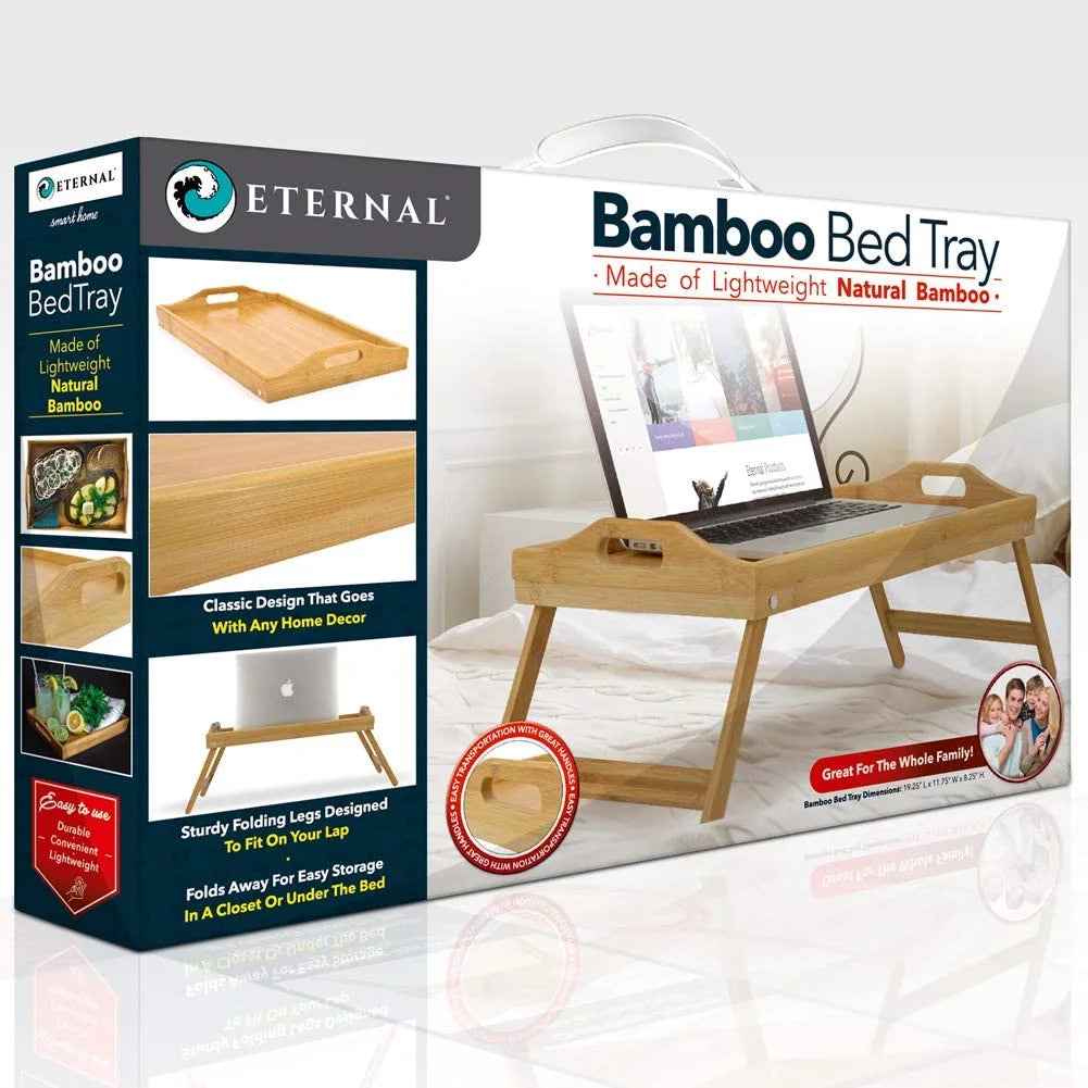 Portable Folding Bamboo Bed Table Brown 20 x 12 x 2.5 Q47445