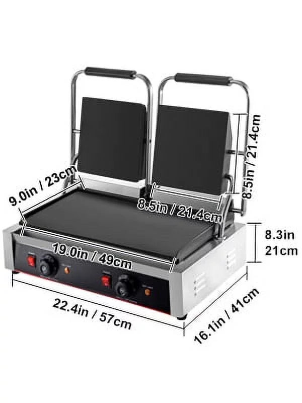 110V 3600W Electric Panini Press Grill Non-Stick Double Flat Plates A8254
