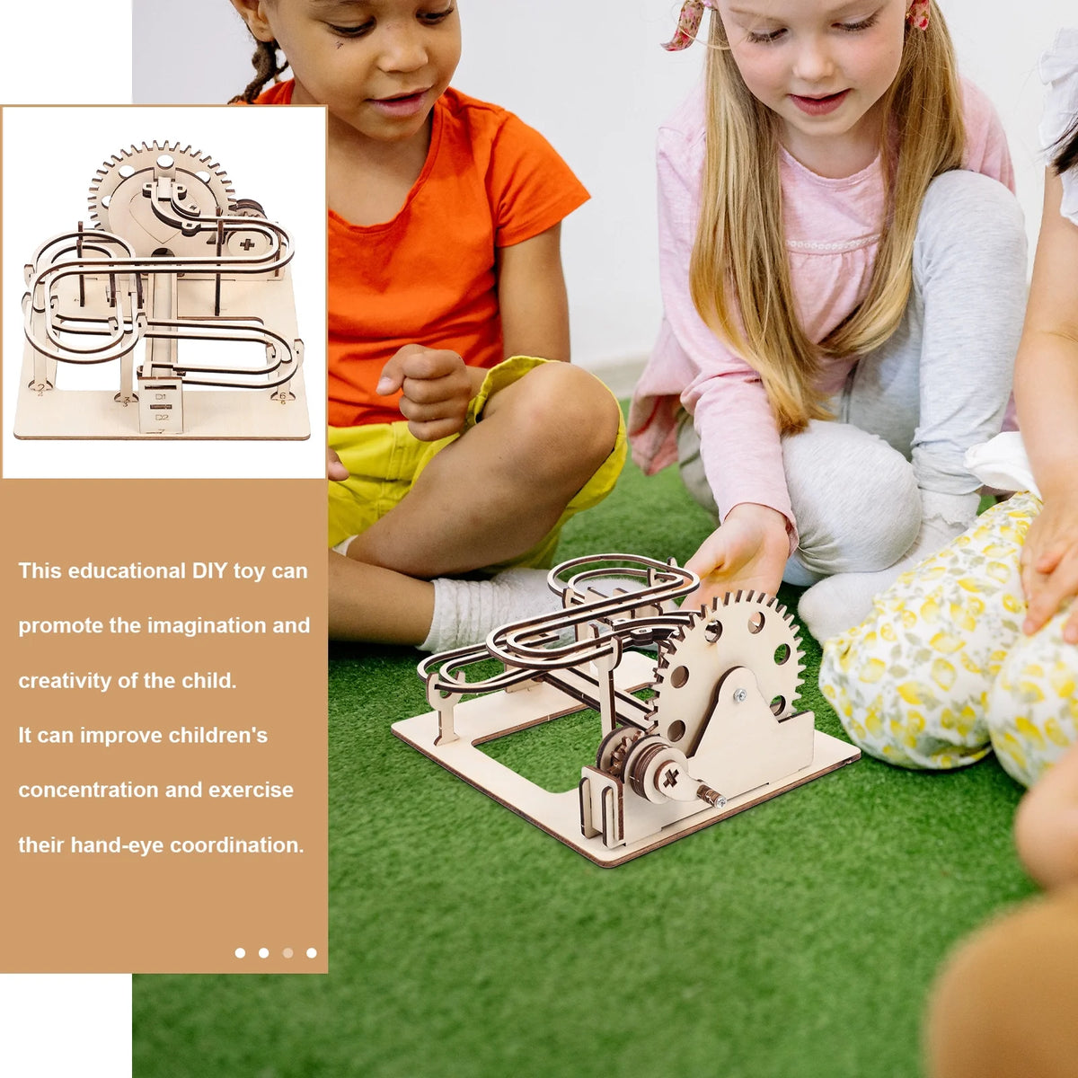 3D Wooden Puzzles Marble Run Set DIY Roller Coaster Toys Mechanical Model V37024