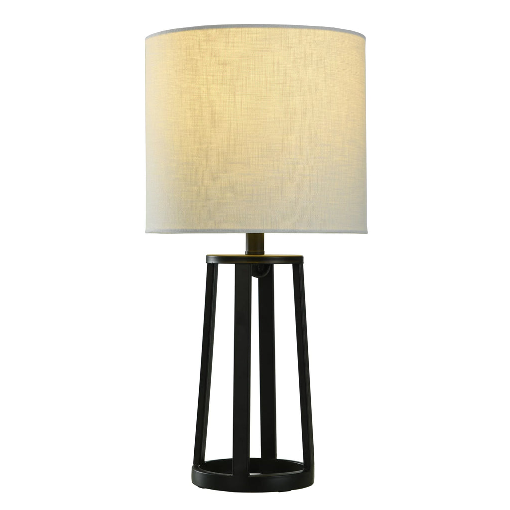 Matte Black Table Lamp with Drum Shade I152228