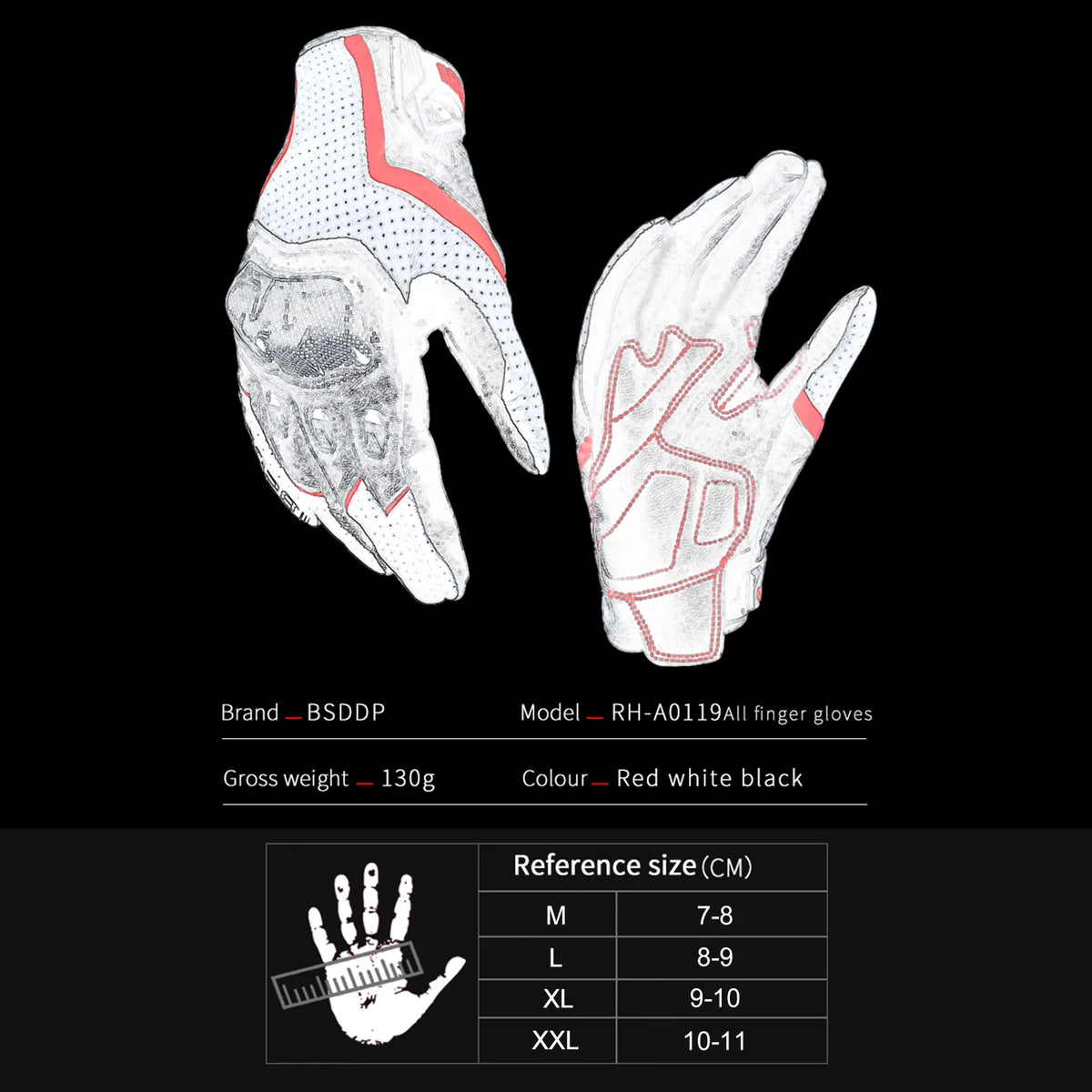 Motorcycle Gloves with Carbon Fiber Protective Hard Knuckles T406223