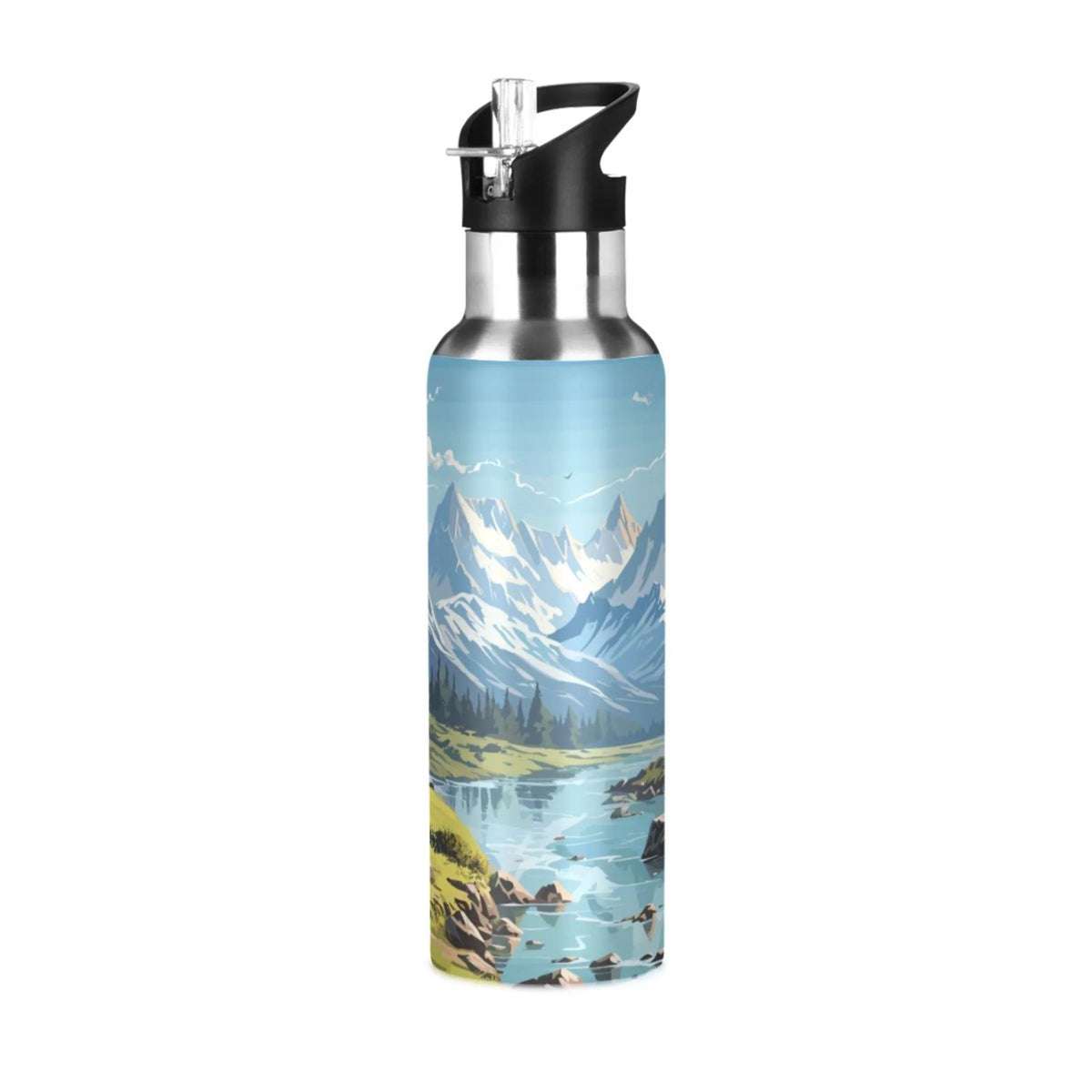 Insulated Stainless Steel Water Bottle with Straw Lid 20 oz C8763