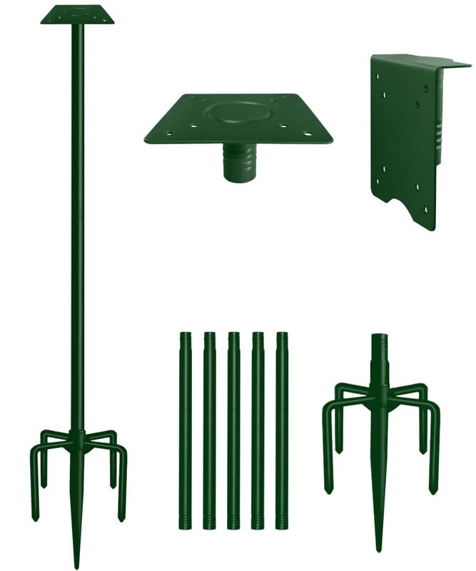 90Inch Heavy Duty Bird Feeder Pole Kit with 5 Prongs Base and 2 Plates Black D310178