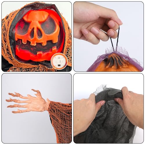 3 Pack Hanging Halloween Decor Pumpkins Ghost Skeleton with Bendable Arms H104550