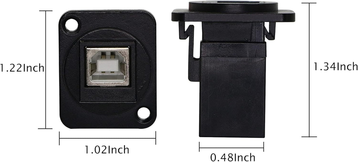 USB 2.0 Type-B Female to Female Panel Mount Connector with Screws F949111