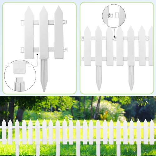 48 Pack White Plastic Garden Fence Panels B243097