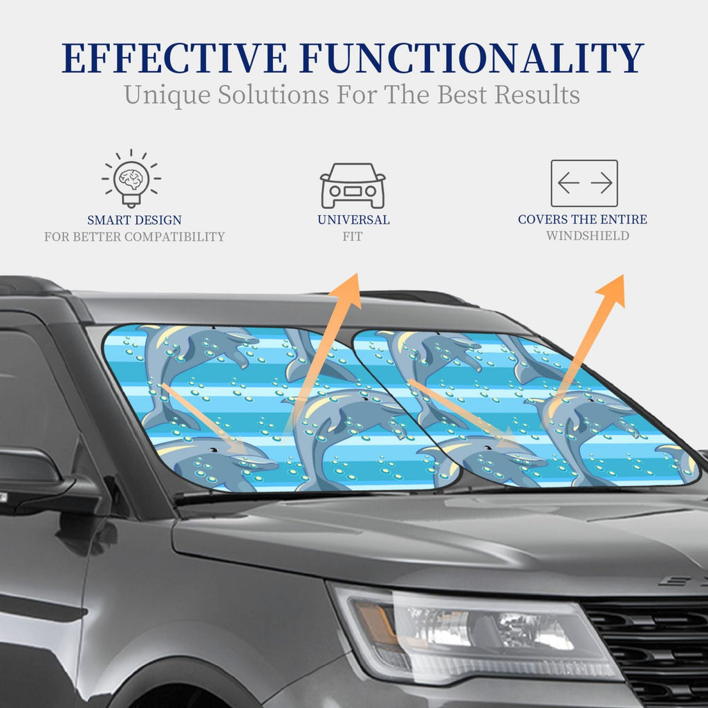 Dolphin Windshield Sun Shade 2-Piece Car Front Window Sunshade Y71760