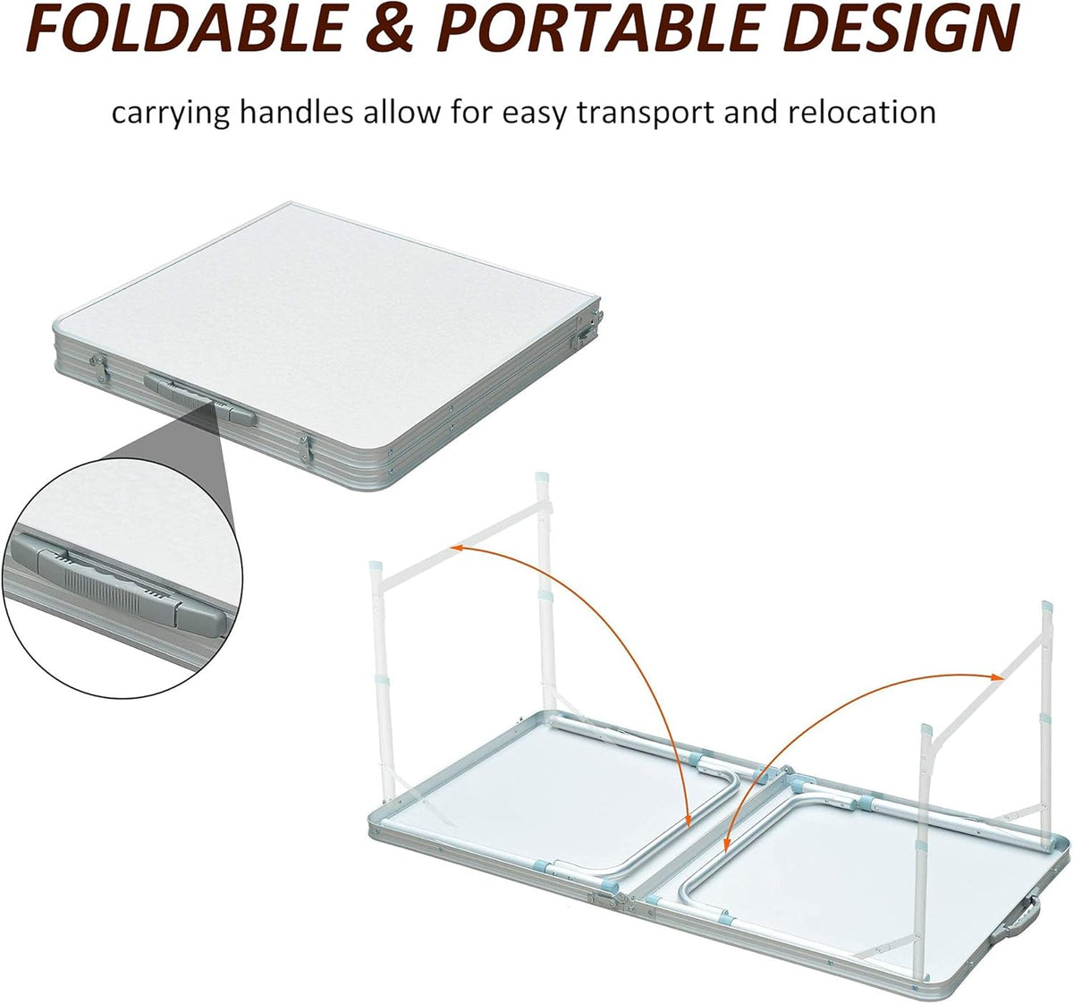 47 Aluminum Lightweight Portable Height Adjustable Camping Table with Carry Handle V553