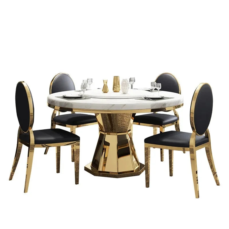 Marble Round Table with Turntable L63414