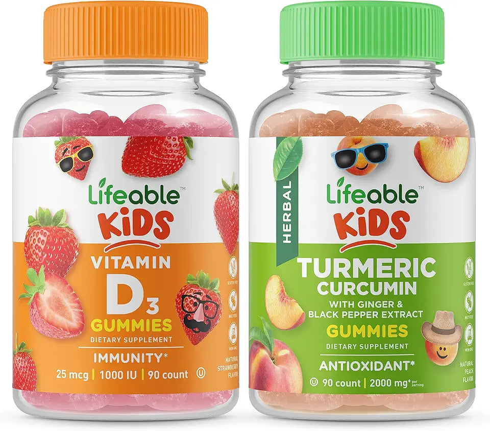 Vitamin D Kids + Turmeric Curcumin Kids Gummies Bundle G524
