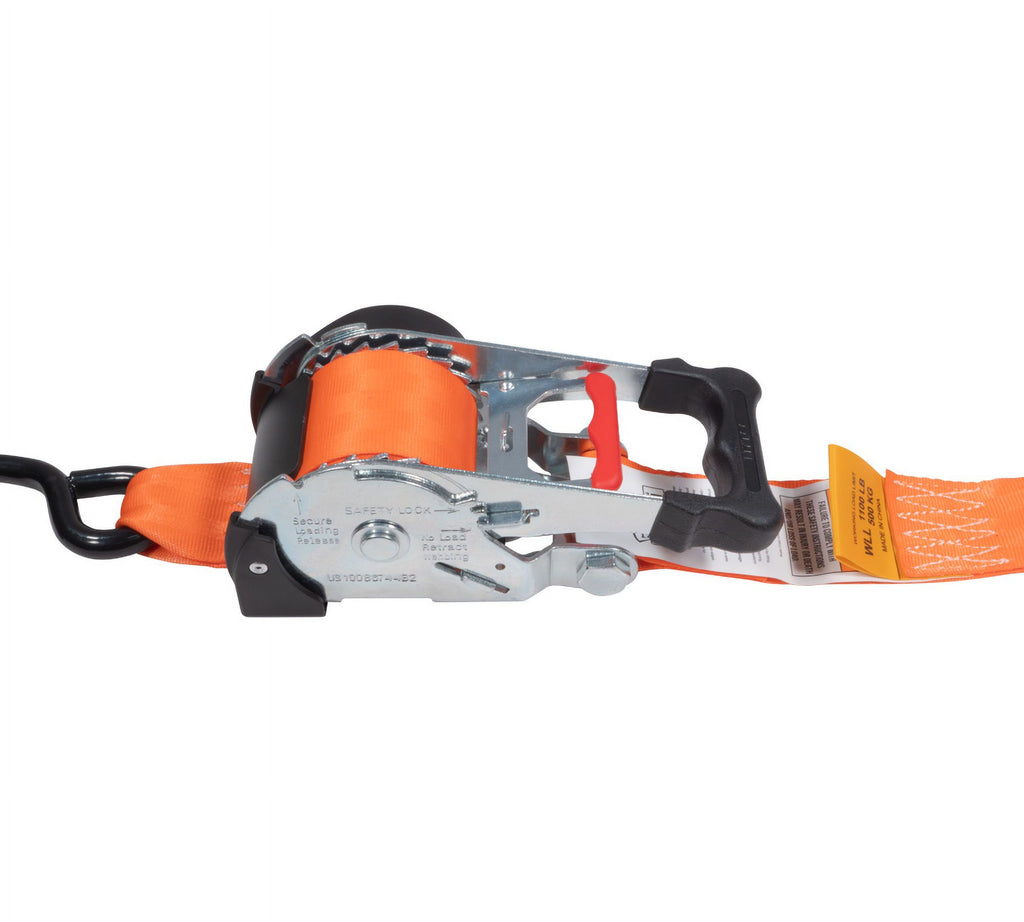 (4 Pack) Orange 2" x10' Auto Retract Ratchet Straps with Zinc Coated S Hook Tiedowns X80427