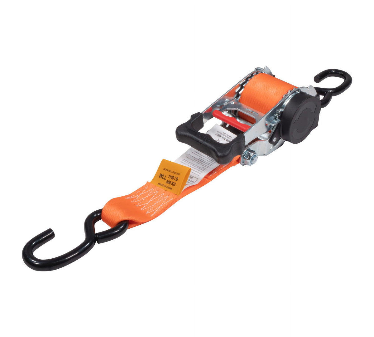 (4 Pack) Orange 2" x10' Auto Retract Ratchet Straps with Zinc Coated S Hook Tiedowns X80427