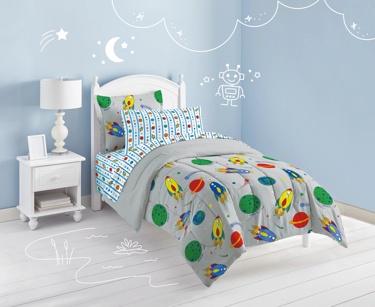 5 Piece Twin Comforter Set Polyester Grey Y494