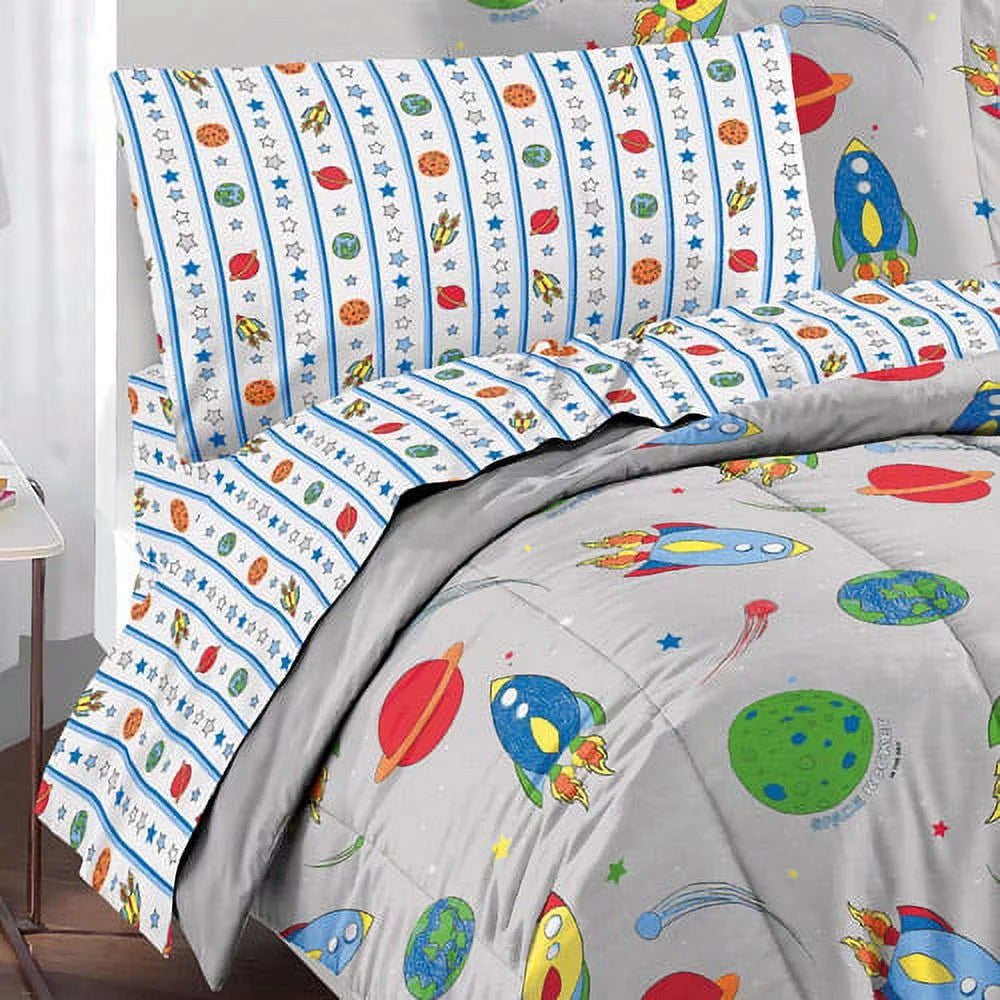 5 Piece Twin Comforter Set Polyester Grey Y494