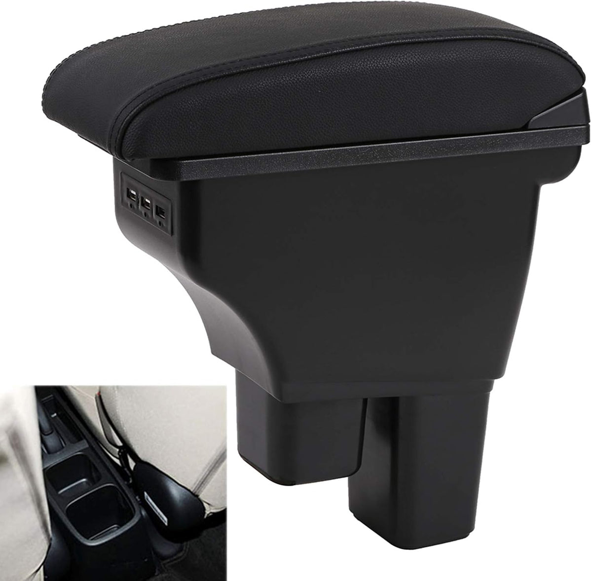 Black Car Armrest Box with 3 USB Ports D9345