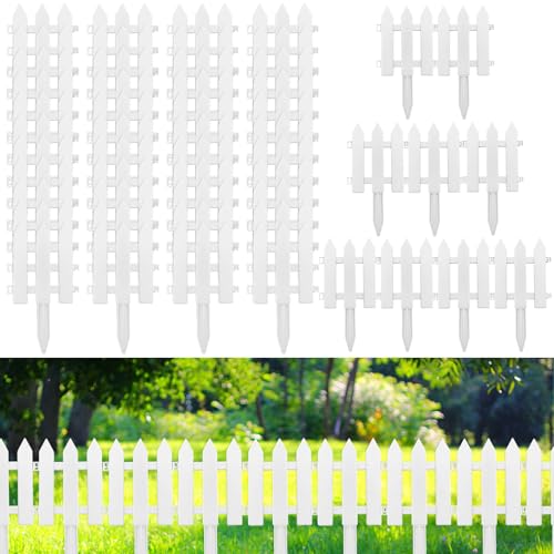 48 Pack White Plastic Garden Fence Panels B243097