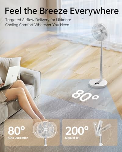 12" Rechargeable Oscillating Standing Fan with Remote Z5308
