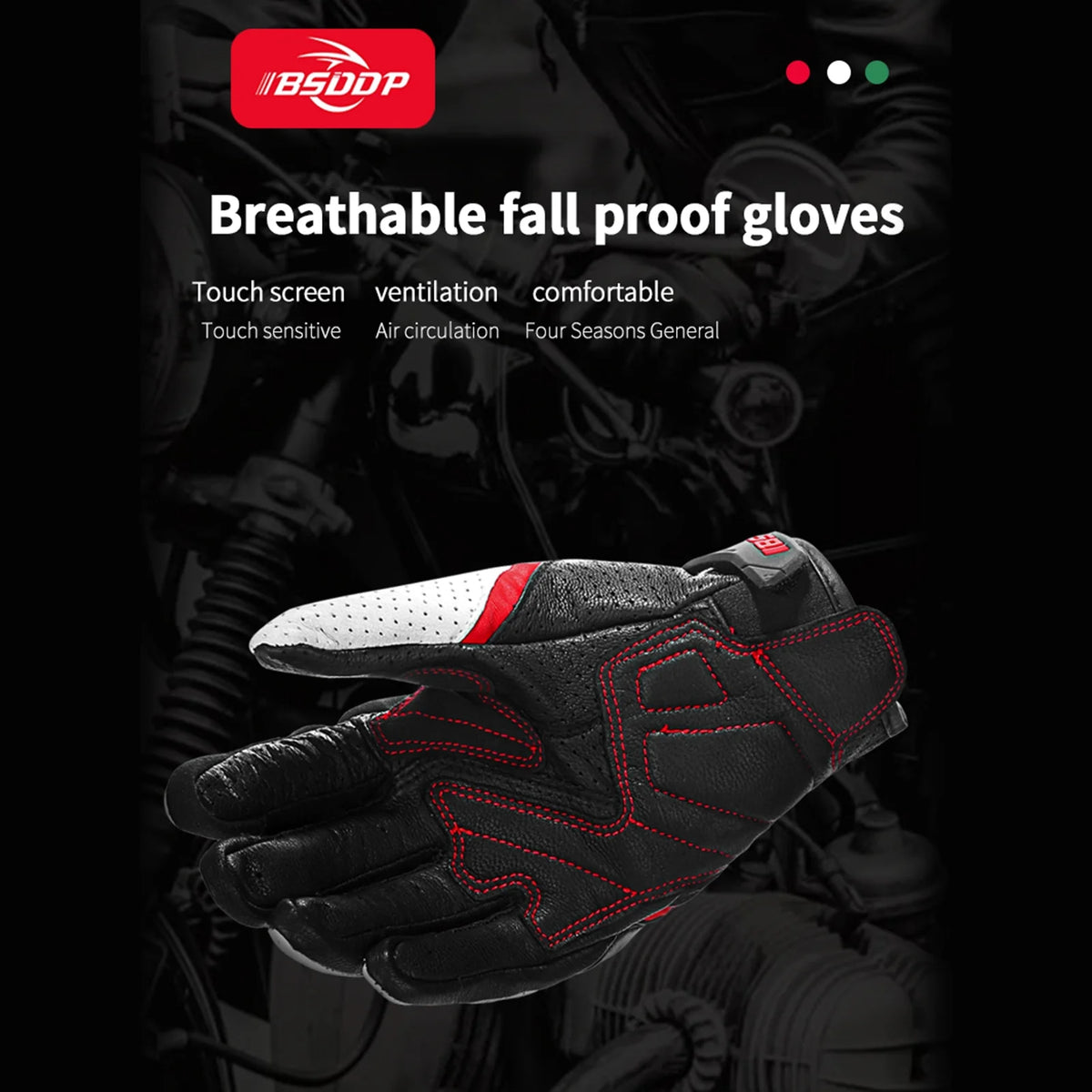Motorcycle Gloves with Carbon Fiber Protective Hard Knuckles T406223