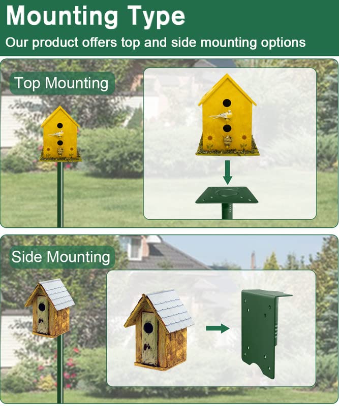 90Inch Heavy Duty Bird Feeder Pole Kit with 5 Prongs Base and 2 Plates Black D310178