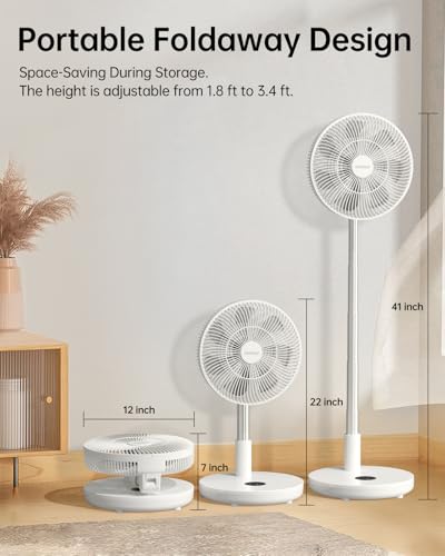 12" Rechargeable Oscillating Standing Fan with Remote Z5308
