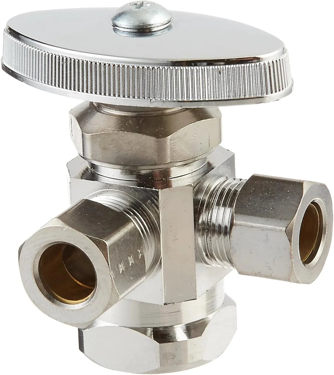 Chrome Dual Outlet Stop With Female Iron Pipe Inlet 1/2-Inch C41816