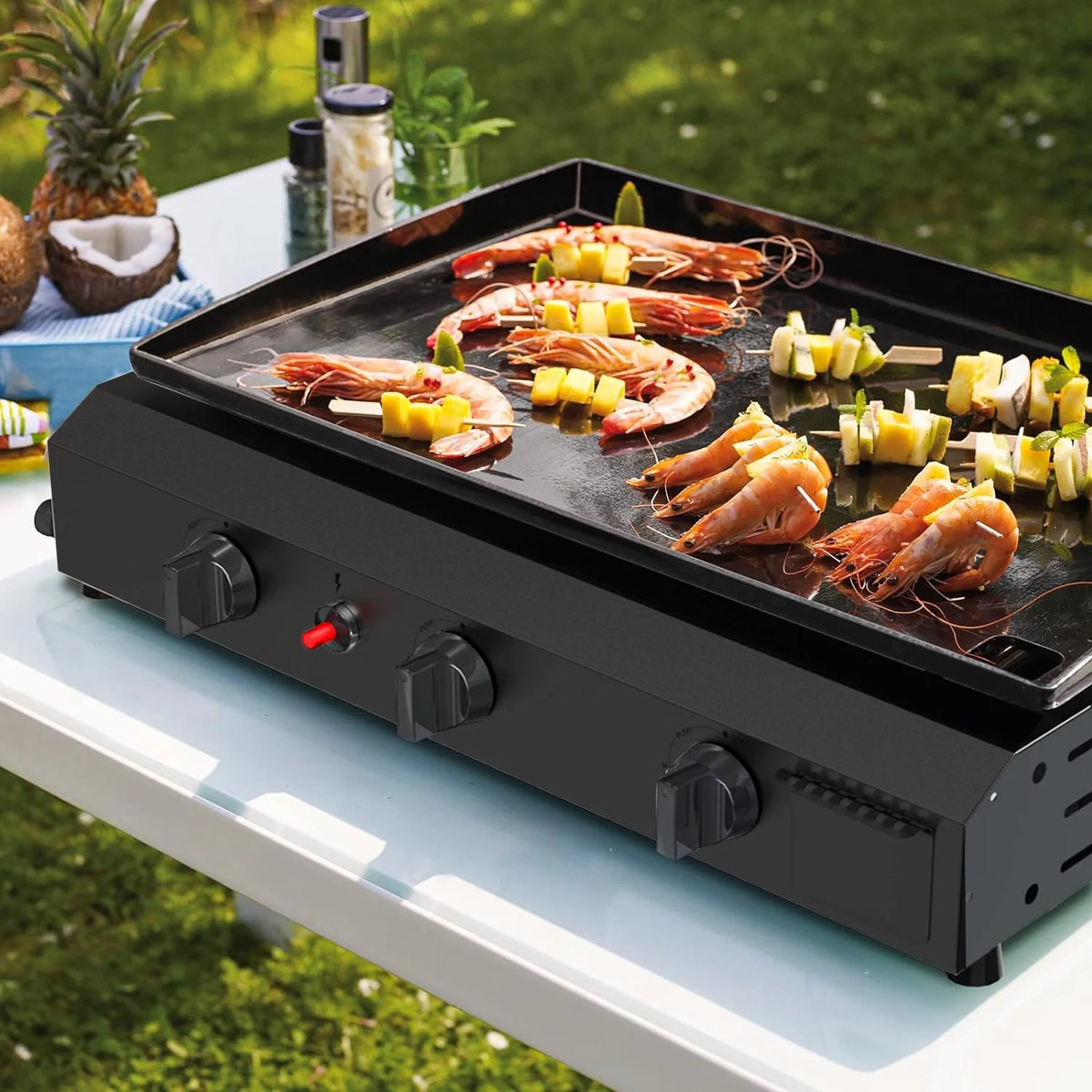 3 Burner Propane Gas BBQ Grill with Side Shelves J7900