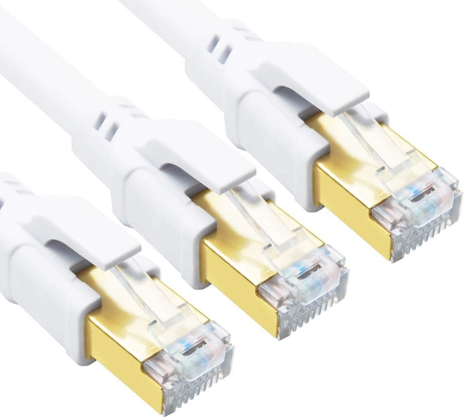 CAT8 Ethernet Cable 15ft 10 Pack Black SFTP 26AWG Gold Plated RJ45 Connector C566320