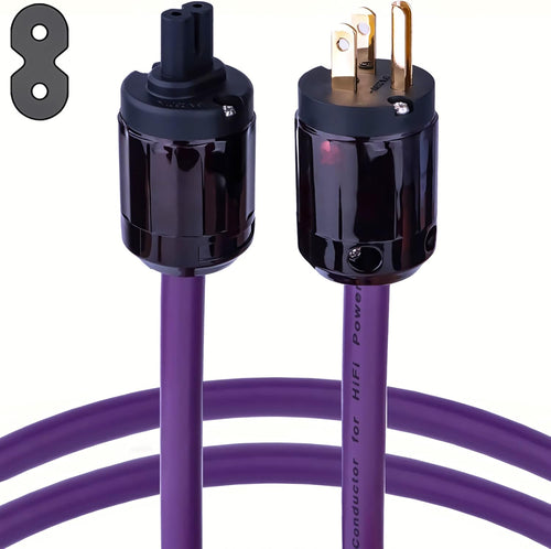12AWG 7N OCC Power Cable with 24K Gold Plated Plug and IEC320-C15 Connector, 6.6FT/2M N7719