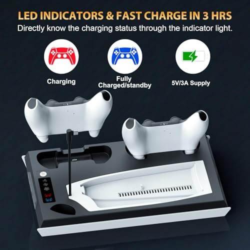 PS5 Slim Cooling Station with Dual Controller Charging Station, Black E375058