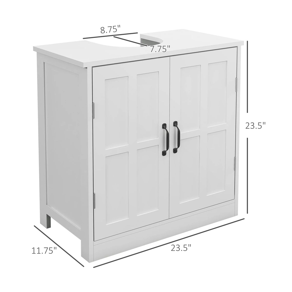 White Bathroom Sink Cabinet with Adjustable Shelf D6694