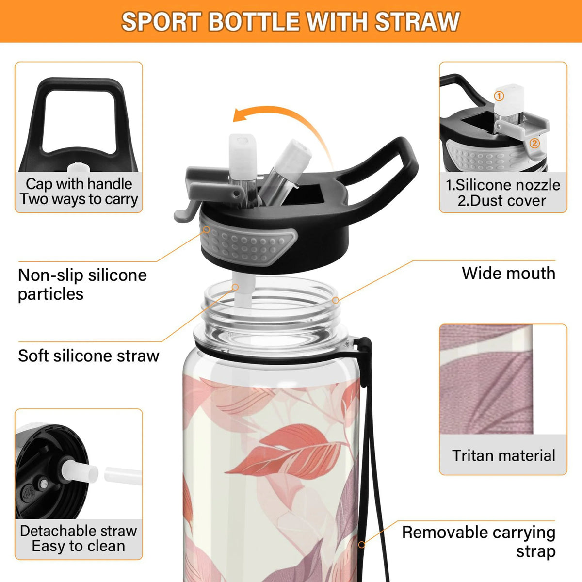 32oz Leakproof Tritan Water Bottle with Straw Z88903
