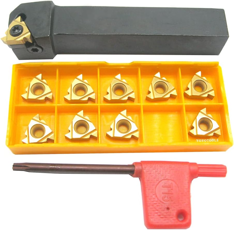 10PCS 16ER AG60 Indexable Carbide Threading Insert Blade with External Threading Turning Tool Holder Z6562