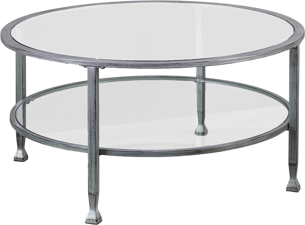 Metal & Glass Round 2-Tier Coffee Table N35155