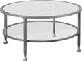 Metal & Glass Round 2-Tier Coffee Table N35155