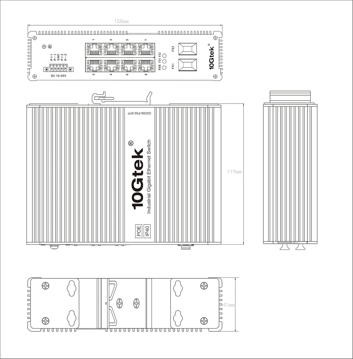 10-Port Gigabit Ethernet Switch with 20-km SFP Transceiver P226678