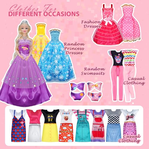 Doll Clothes and Accessories with Princess Gowns Dresses Shoes N85452