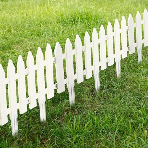 48 Pack White Plastic Garden Fence Panels B243097