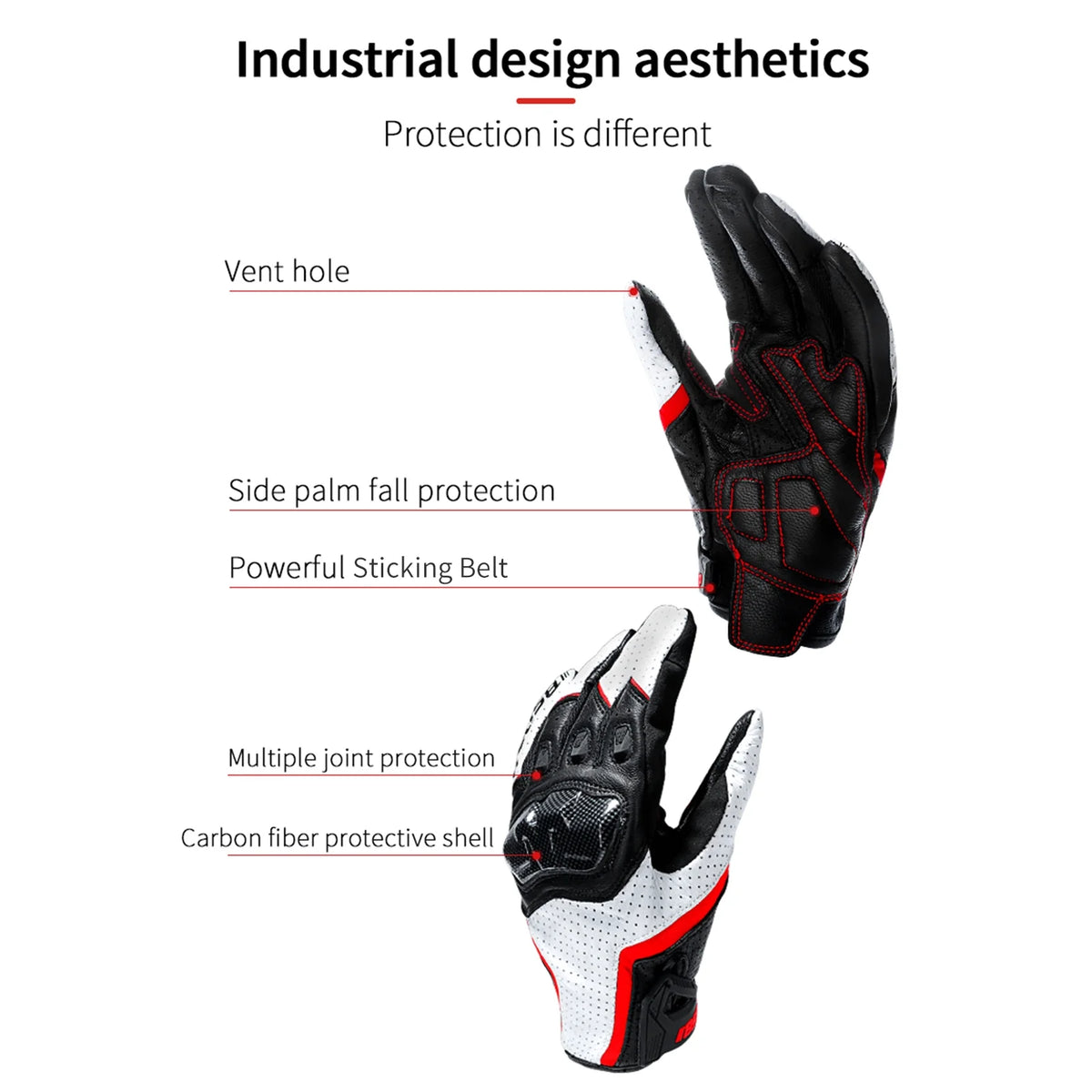 Motorcycle Gloves with Carbon Fiber Protective Hard Knuckles T406223