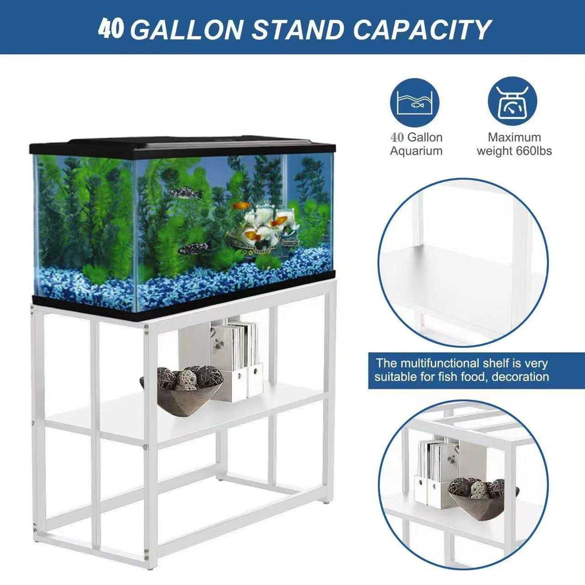40 Gallon Fish Tank Stand with Storage Shelf D477