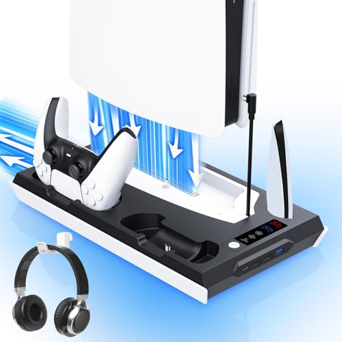 PS5 Slim Cooling Station with Dual Controller Charging Station, Black E375058
