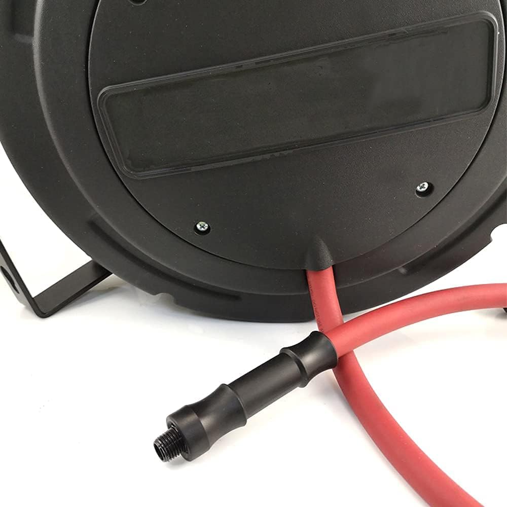 3/8 inch x 50 ft Enclosed Retractable Air Compressor Hose Reel with 3 ft Lead-in Hybrid Hose O946803