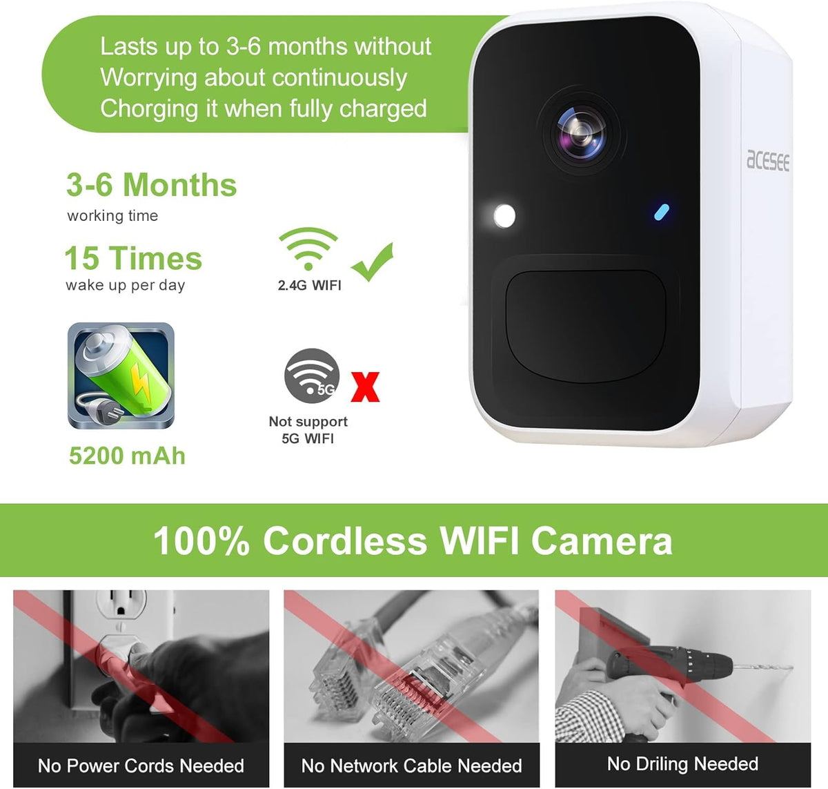 Indoor Outdoor Security Camera with Color Night Vision D640
