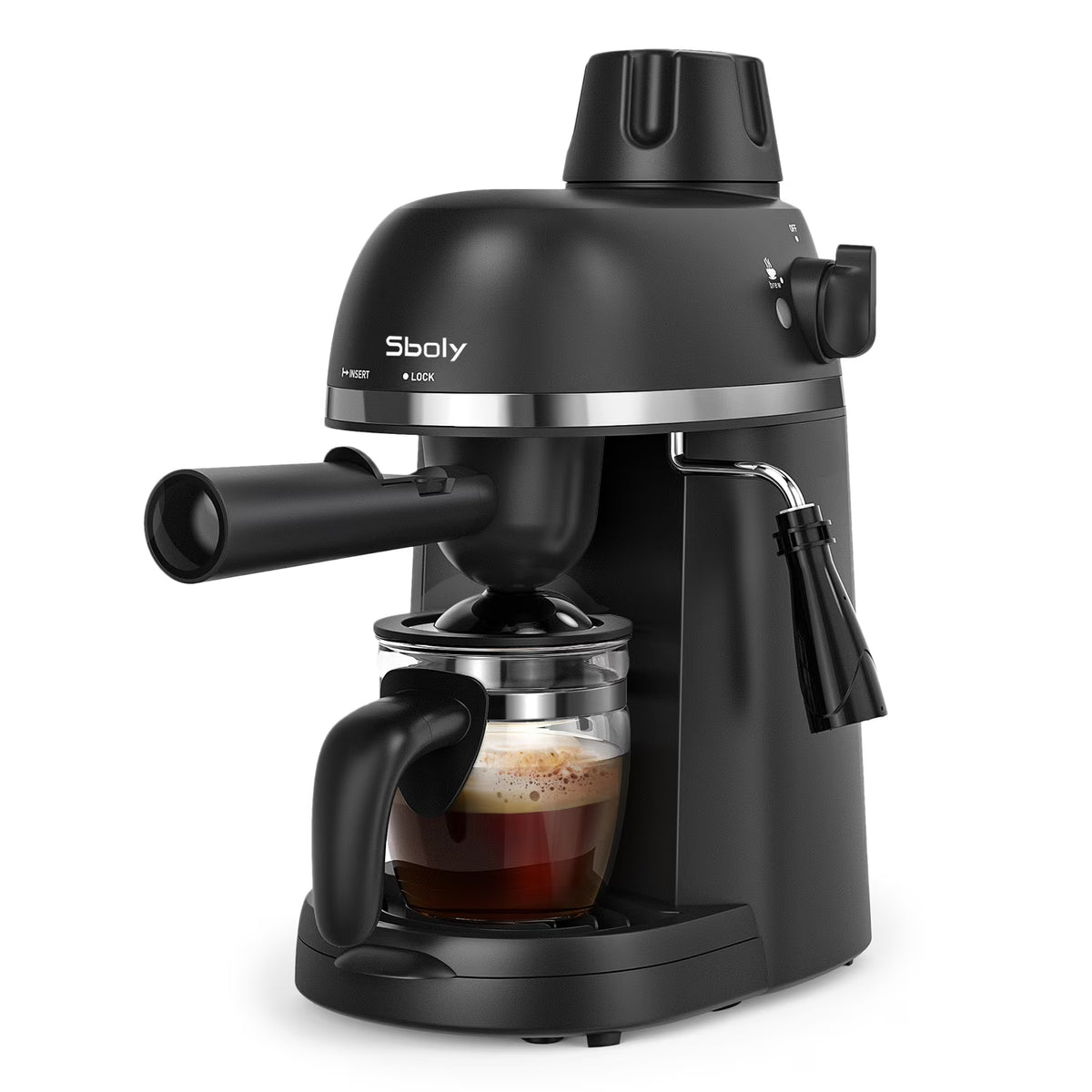 Espresso Machine with Milk Frother, 1-4 Cup Coffee Maker N747704