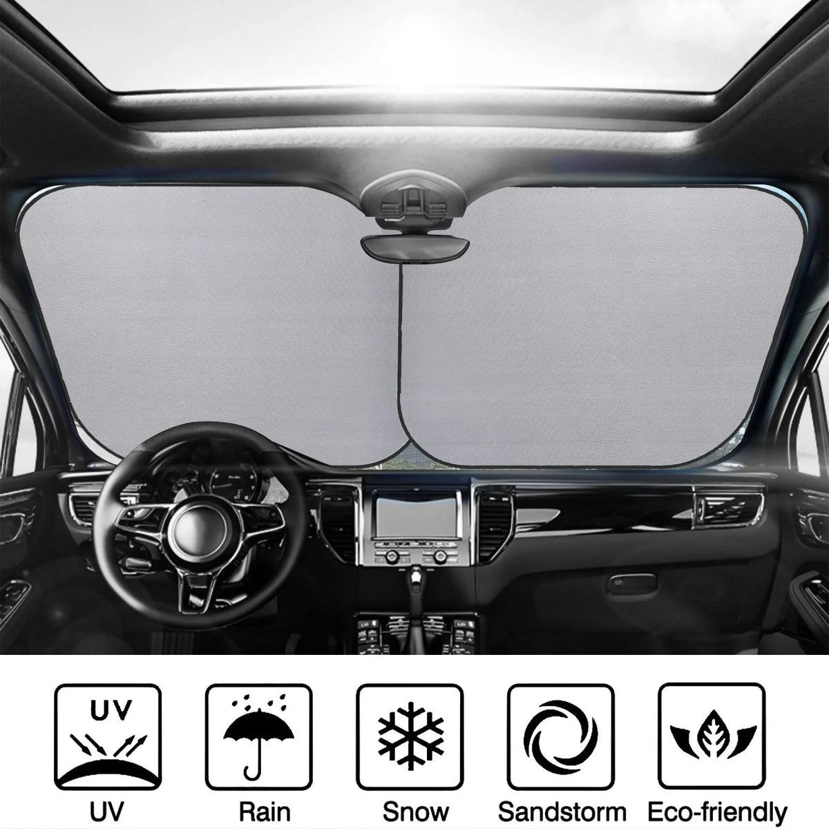 Dolphin Windshield Sun Shade 2-Piece Car Front Window Sunshade Y71760